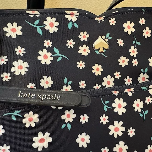 Kate Spade Jae Navy White Fleurette Floral Large Nylon Tote Bag NWOT - Picture 8 of 16